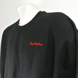 TIM HORTONS Black Sweatshirt Employee Uniform Shirt Size S Small